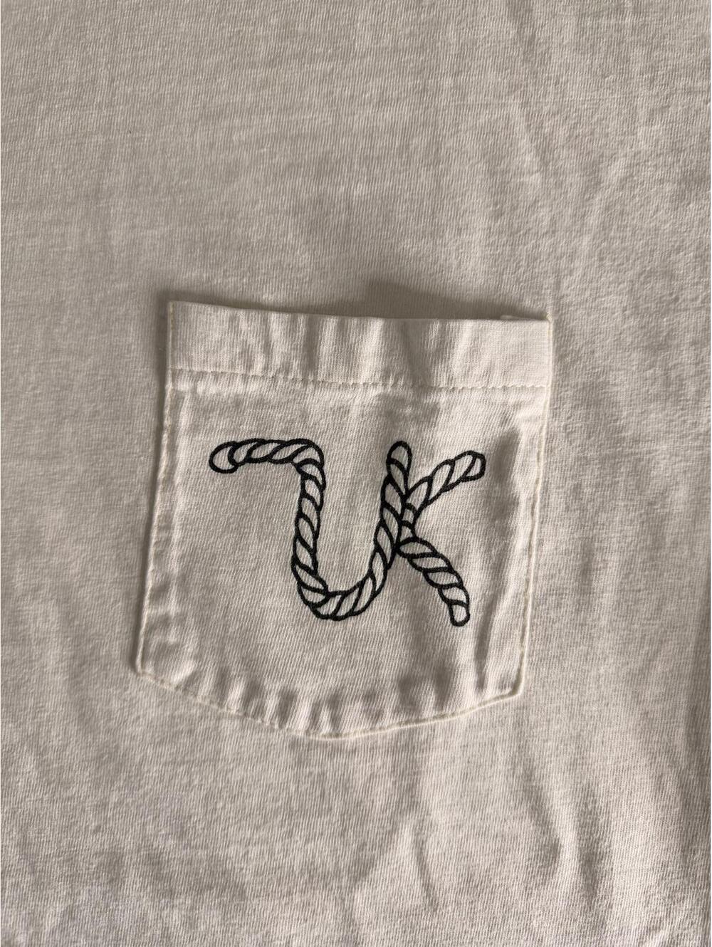 Vintage Dixie Dude Ranch Cream Pocket T-Shirt with Rope 'UK' Embroidery XL - Picture 3 of 5
